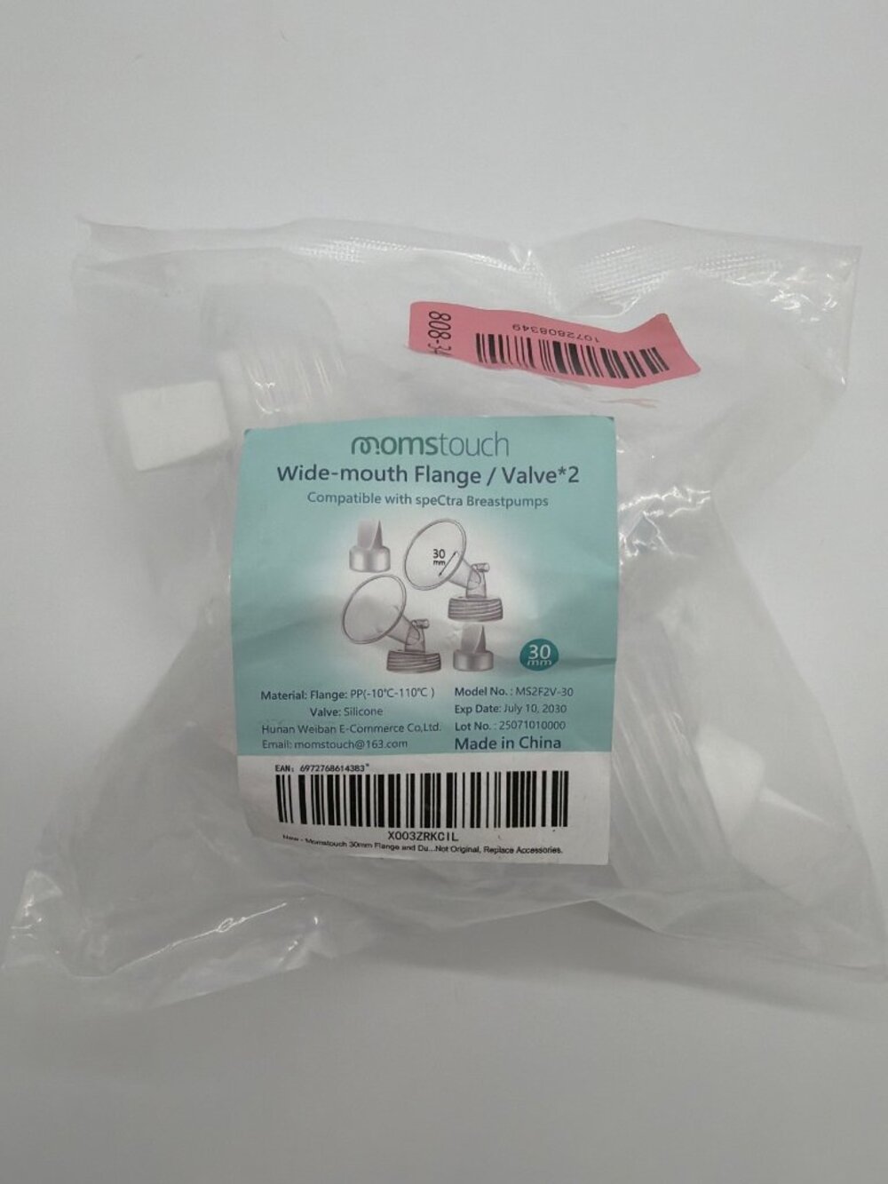 Momstouch Wide-Mouth Flange & Valve Set Compatible With Spectra Breast Pumps 30m